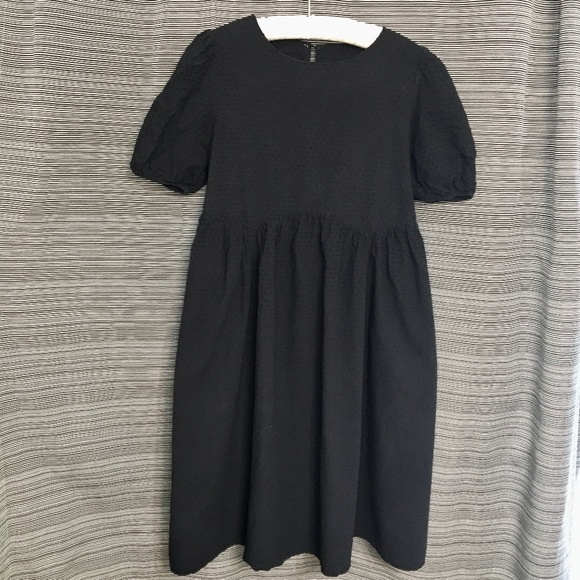 Toppies Short Sleeve Black Cotton Swiss Dot Dress Size Small - Picture 1 of 6
